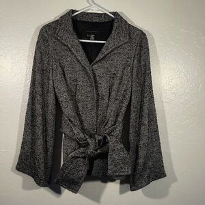 Zara Black and White Tie-Front Blazer